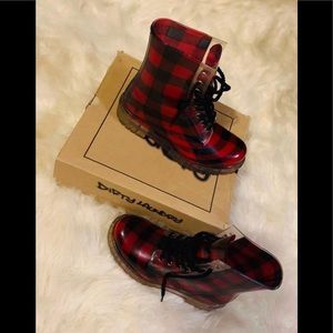 Buffalo plaid boots